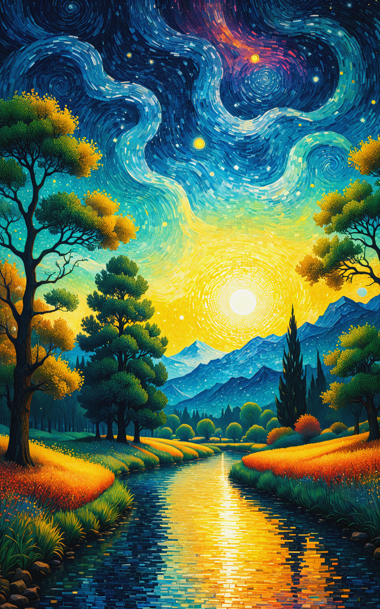 10633-3046865048-Serene Celestial Symphony_ Double exposure, magical masterpiece, supreme quality, detailed panorama blending the pointillism of.png
